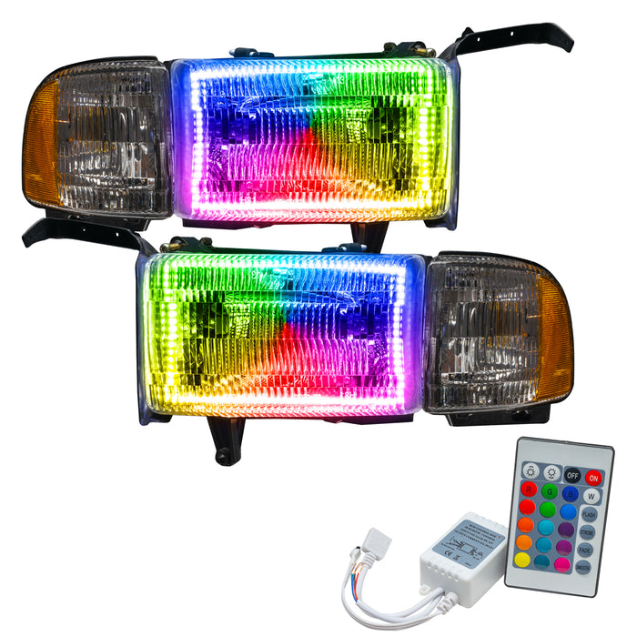 ORACLE 1994-2002 Dodge Ram Pre-Assembled Halo Headlights - ColorSHIFT - with Simple Controller