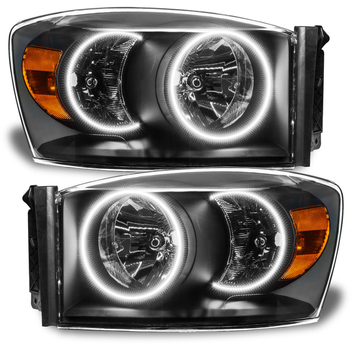 ORACLE 2007-2008 Dodge Ram Pre-Assembled LED Halo Headlights - (Black Housing) - White