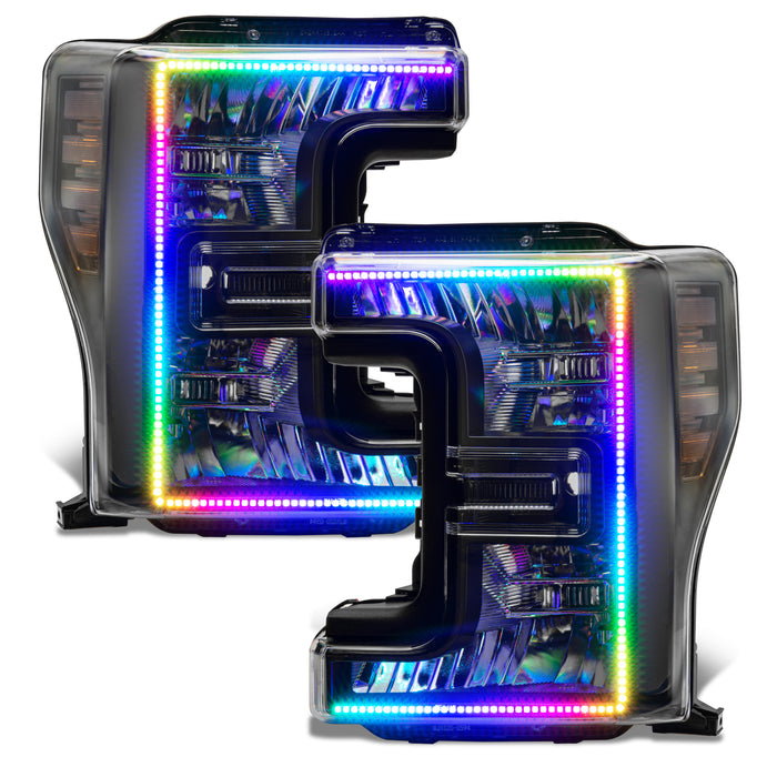 ORACLE 2017-2019 Ford F-250/350 SD Dyn ColorSHIFT Pre-Assembled Headlights - Halogen - Black Edition