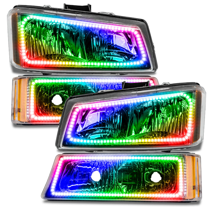 ORACLE 2003-2006 Chevrolet Silverado Pre-Assembled Halo Headlights with Parking Lights - ColorSHIFT - with No Controller