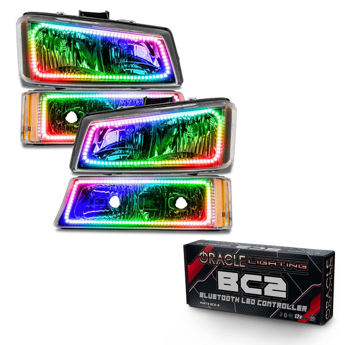 ORACLE 2003-2006 Chevrolet Silverado Pre-Assembled Halo Headlights with Parking Lights - ColorSHIFT - with BC2 Controller
