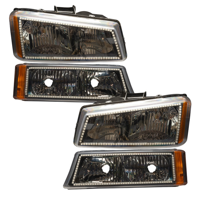 ORACLE 2003-2006 Chevrolet Silverado Pre-Assembled Halo Headlights with Parking Lights - ColorSHIFT - with BC2 Controller