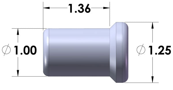 7/8-14 Left Hand Thread Tube Insert for 1 Inch ID Tubing