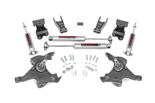 Rough Country Lowering Kit, 2 Inch FR, 4 Inch RR, Chevy C1500/K1500 Truck 2WD (1988-1999)