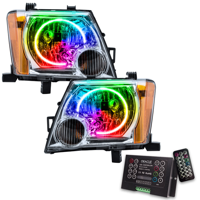 ORACLE 2005-2014 Nissan Xterra Pre-Assembled Halo Headlights - ColorSHIFT - with 2.0 Controller