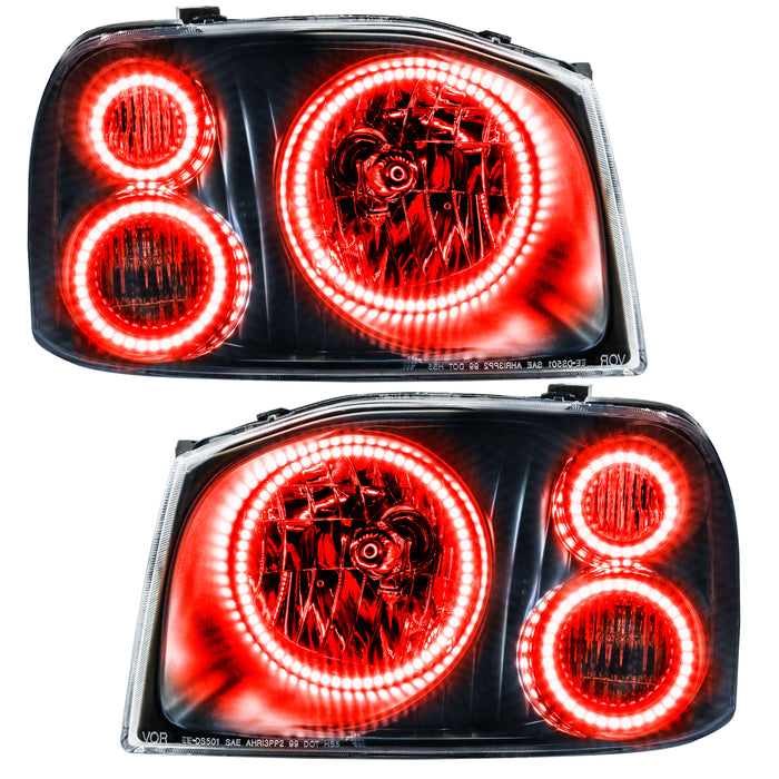 ORACLE 2001-2004 Nissan Frontier Pre-Assembled Halo Headlights - (Triple Halos) - Red