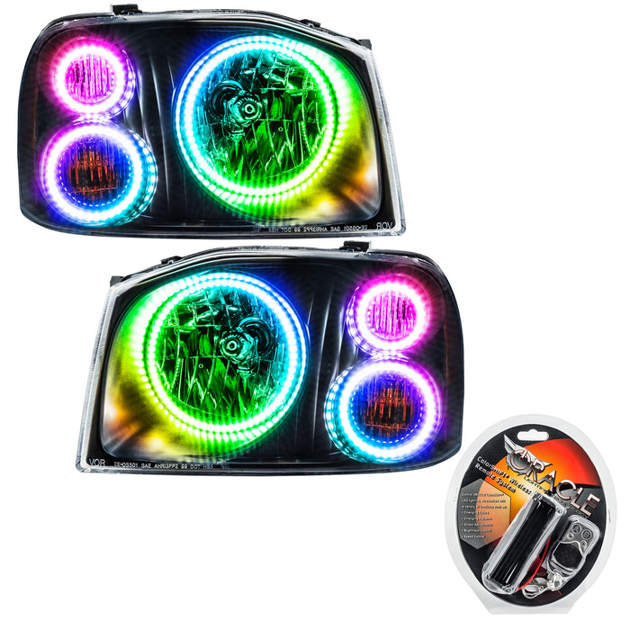 ORACLE 2001-2004 Nissan Frontier Pre-Assembled Halo Headlights - (Triple Halos) - ColorSHIFT - with RF Controller