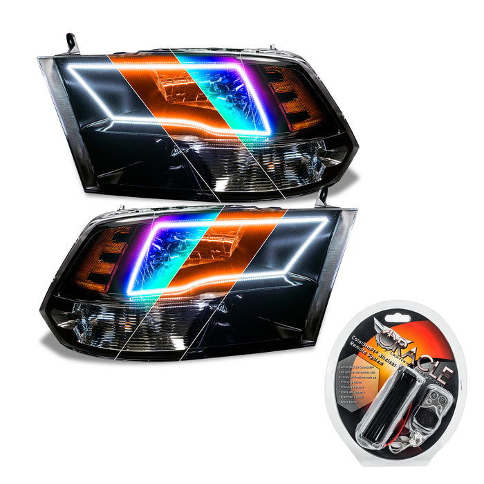 ORACLE 2009-2018 RAM 1500 Sport Pre-Assembled ColorSHIFT with SWITCHBACK Halo Headlights - (Black)