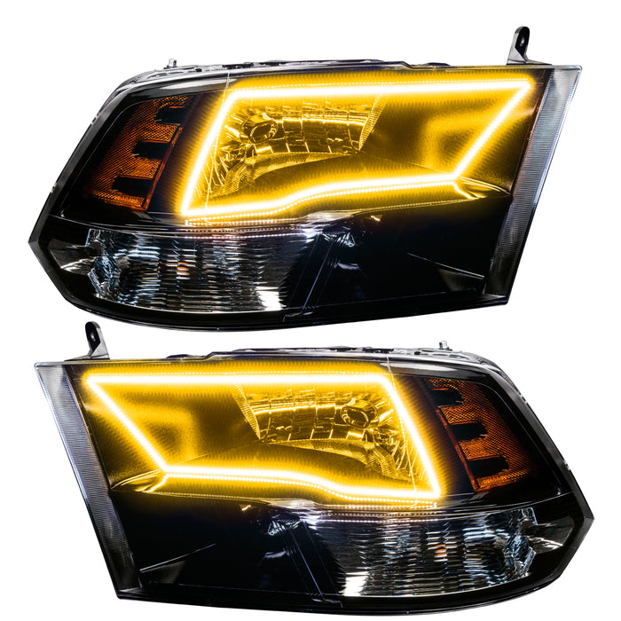 ORACLE 2009-2018 RAM 1500 Sport Pre-Assembled ColorSHIFT with SWITCHBACK Halo Headlights - (Black)