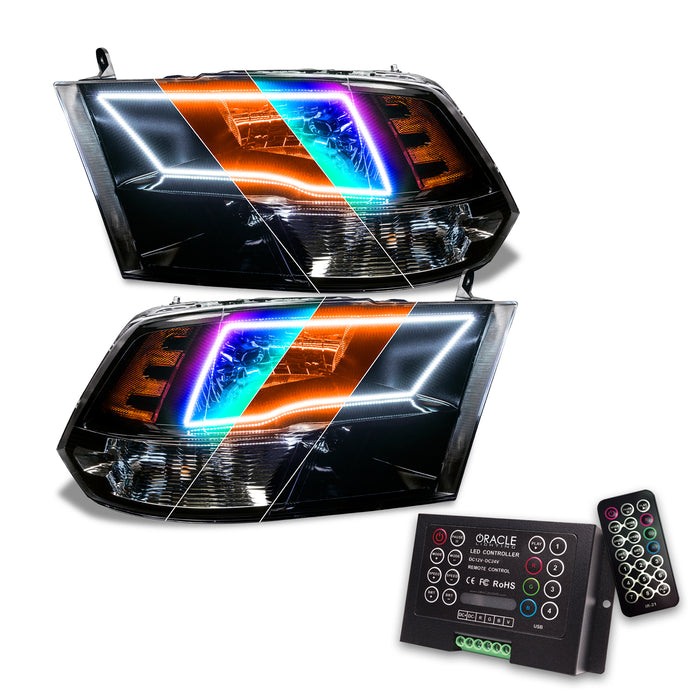 ORACLE 2009-2018 RAM 1500 Sport Pre-Assembled ColorSHIFT with SWITCHBACK Halo Headlights - (Black)