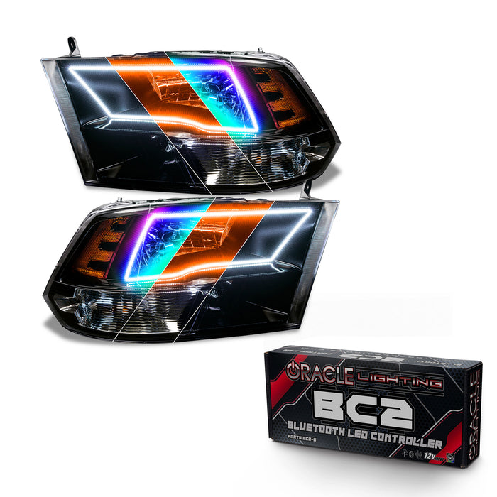 ORACLE 2009-2018 RAM 1500 Sport Pre-Assembled ColorSHIFT with SWITCHBACK Halo Headlights - (Black) - with BC2 Controller