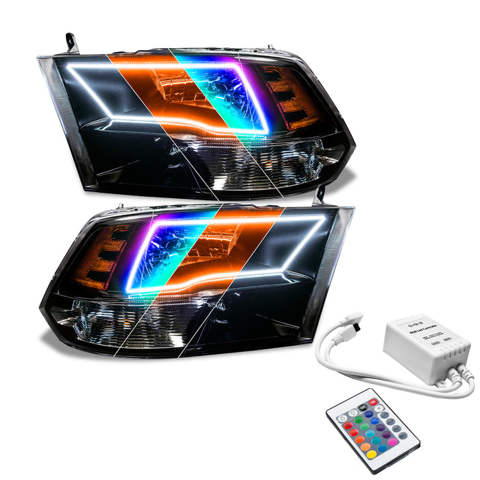 ORACLE 2009-2018 RAM 1500 Sport Pre-Assembled ColorSHIFT with SWITCHBACK Halo Headlights - (Black)