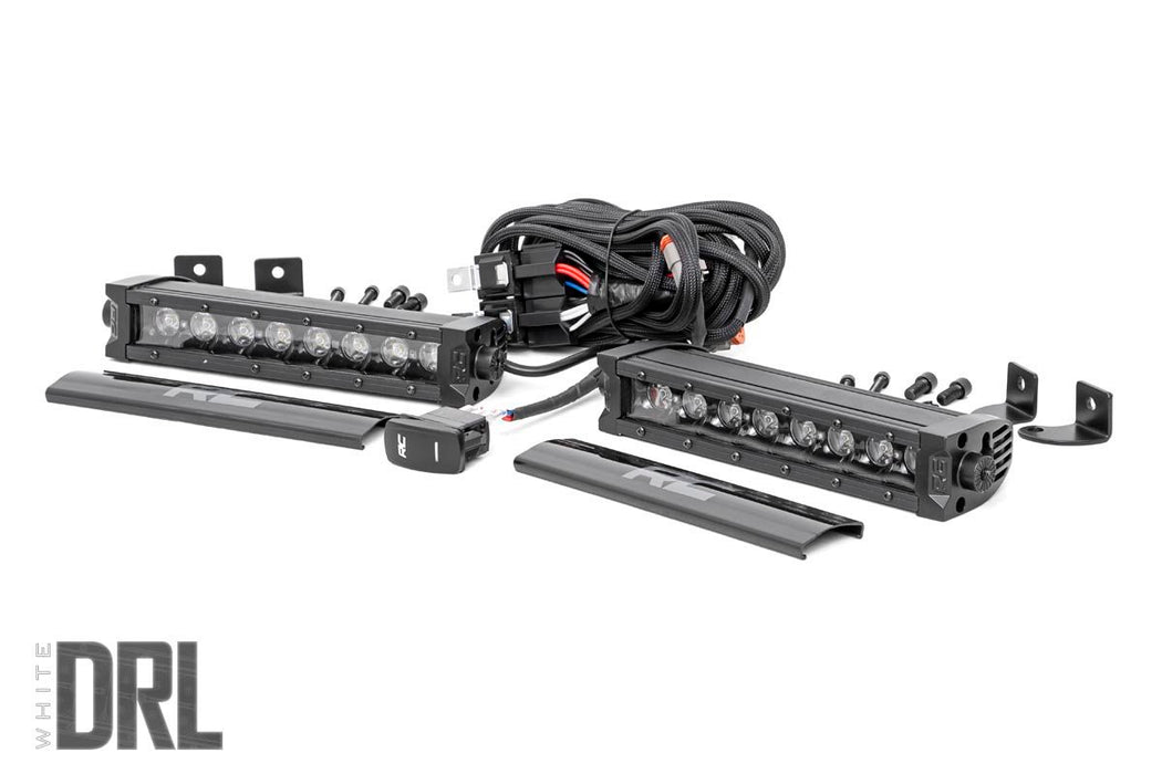 Rough Country 8 Inch Black Series LED Light Bar - Single Row - Cool White DRL - Pair