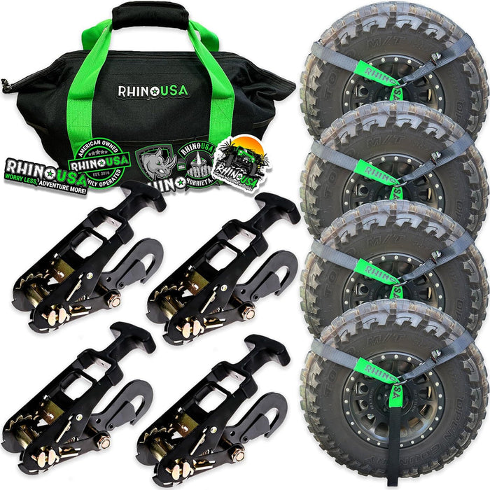 RHINO USA LASSO STRAPS; BASKET STRAPS - BLACK - SNAP HOOK