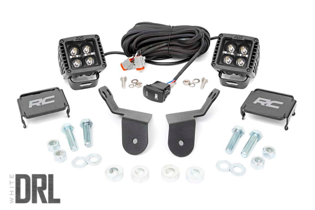 LED Light - Cage Mount - 2 inch Black Pair - White DRL - Honda Pioneer 1000/1000-5