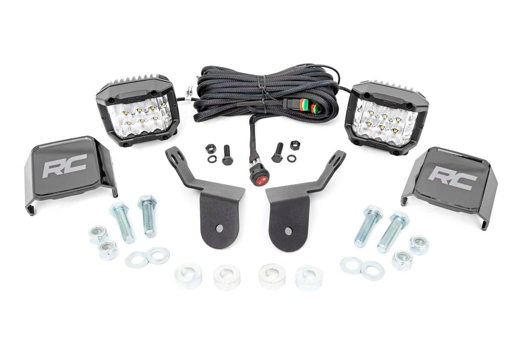 LED Light Kit - Cage Mount - 2 inch Chrome Pair - Wide Angle - Honda Pioneer 1000