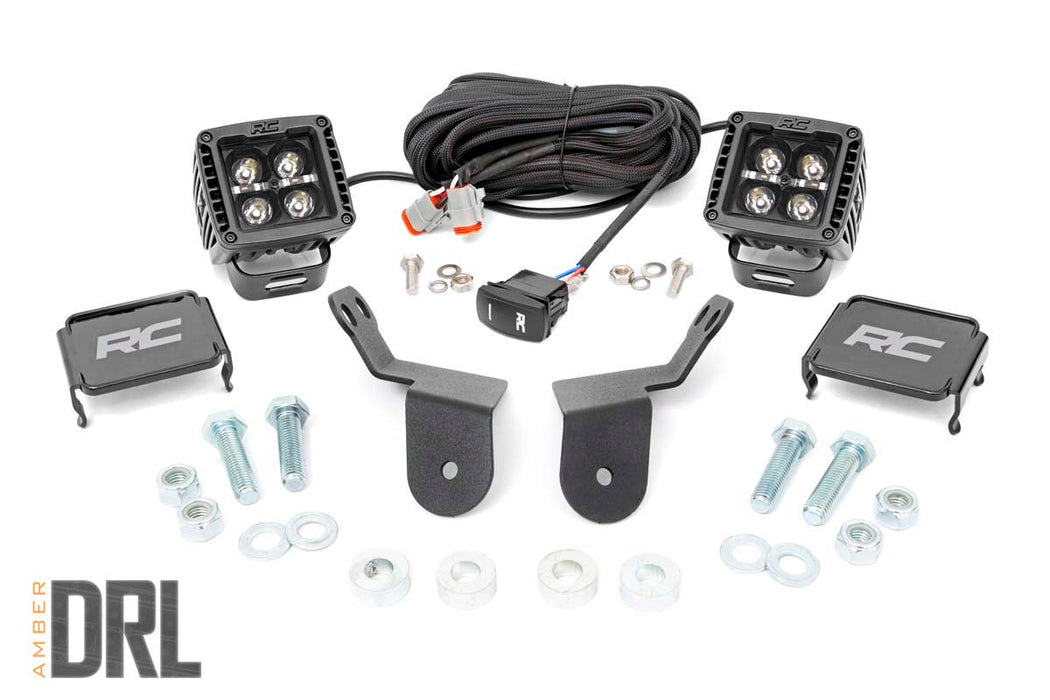 LED Light Kit - Cage Mount - 2 inch Black Pair - Amber DRL - Honda Pioneer 1000