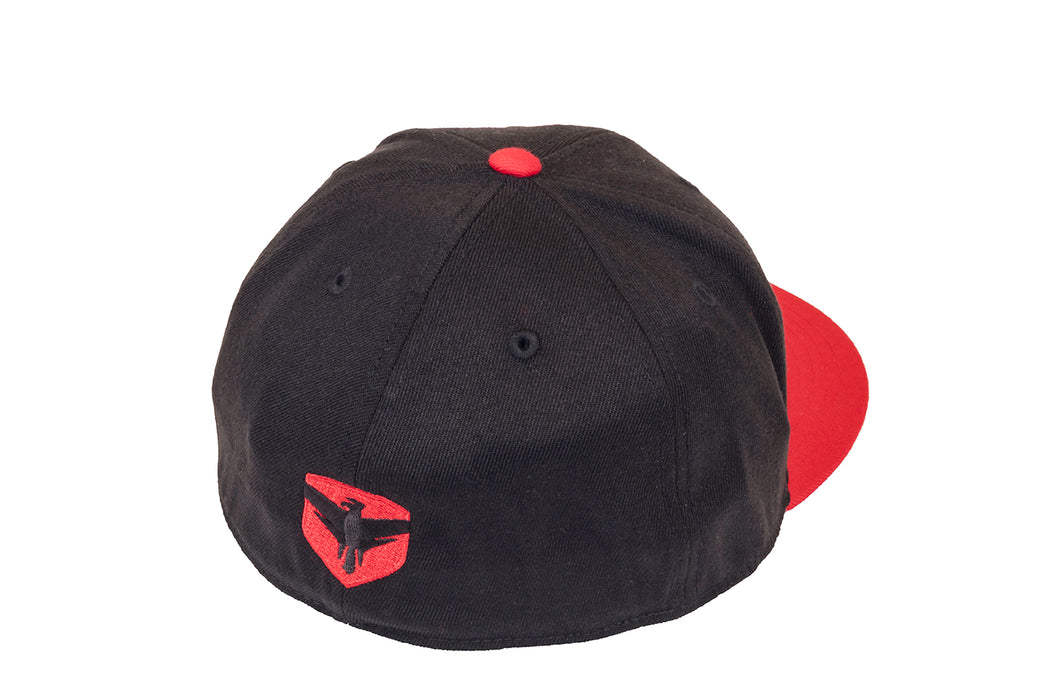 FALCON Shocks FlexFit 2-Tone Flat Visor Hat, Black/Red, Small/Medium