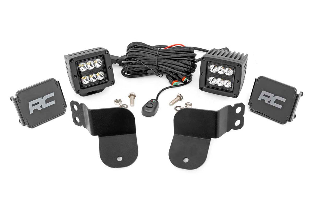 Rough Country LED Light Kit, Cage Mount, 2" Black Pair, Spot, Polaris General XP 4 1000