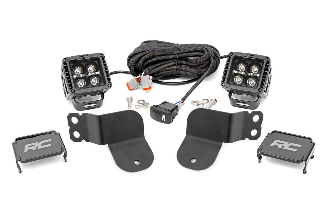 Rough Country LED Light Kit - Cage Mount - 2" Black Pair - White DRL | Polaris General XP 4 1000