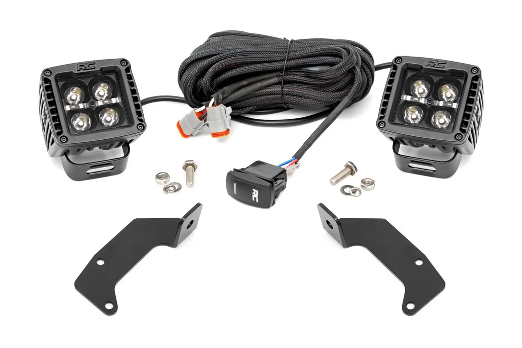 LED Light Kit - Cage Mount - 2 inch Black Pair - White DRL - CFMOTO UFORCE 1000