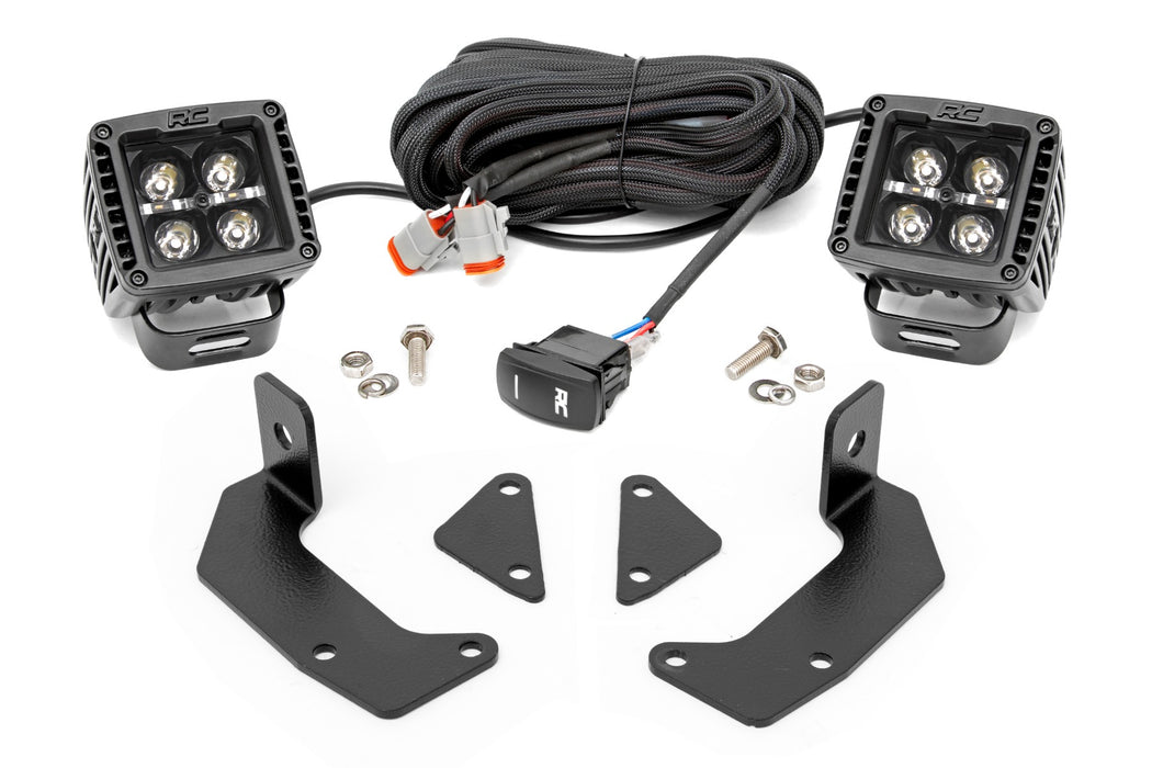 Rough Country LED Light Kit - Cage Mount - 2" Black Pair - Amber DRL - CFMOTO UFORCE 1000