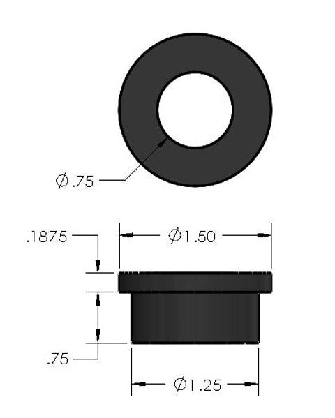 DOM Sleeve & Poly Bushing  2 Inch Mounting Width 5/8" Bolt Hole