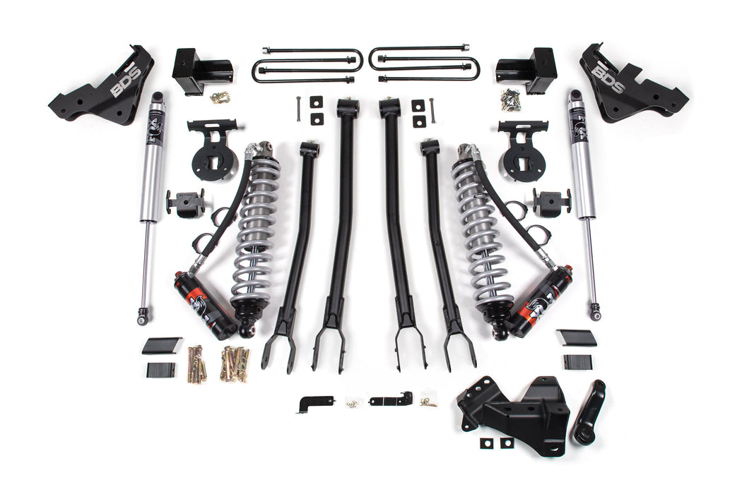 BDS 20-22 Ford F-450 4WD 4" 4-Link Suspension Lift Kit, 3.5" Rear, Block - Fox 2.5 Performance Elite Series C/O Front, Fox 2.5 IFP Performance Series Rear
