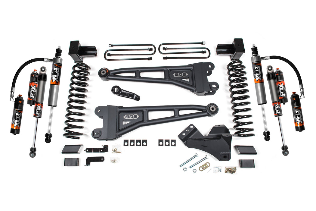 BDS 20-22 Ford F-450 4WD 4" Radius Arm Suspension Lift Kit, 3.5" Rear, Block - Fox 2.0 IFP Performance Series Shocks Front and Rear