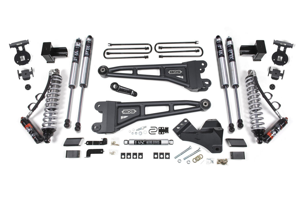 BDS 4" Lift Kit | w/ Radius Arm FOX 2.5 Performance Elite Coil-Over Conversion Ford F250/F350 Super Duty 17-19 4WD Diesel 5" Block 2 Leaf Main FOX 2.0 Performance