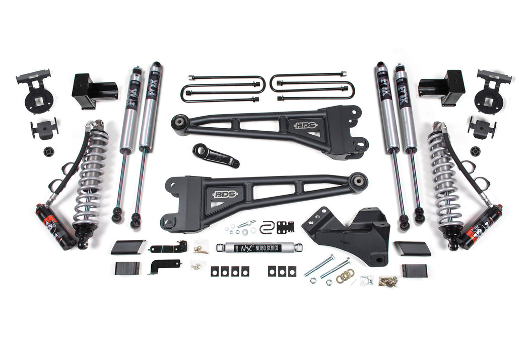 BDS 4" Lift Kit | w/ Radius Arm FOX 2.5 Performance Elite Coil-Over Conversion Ford F250/F350 Super Duty 17-19 4WD Diesel 5" Block 3 Leaf Main Fox 2.0 Performance