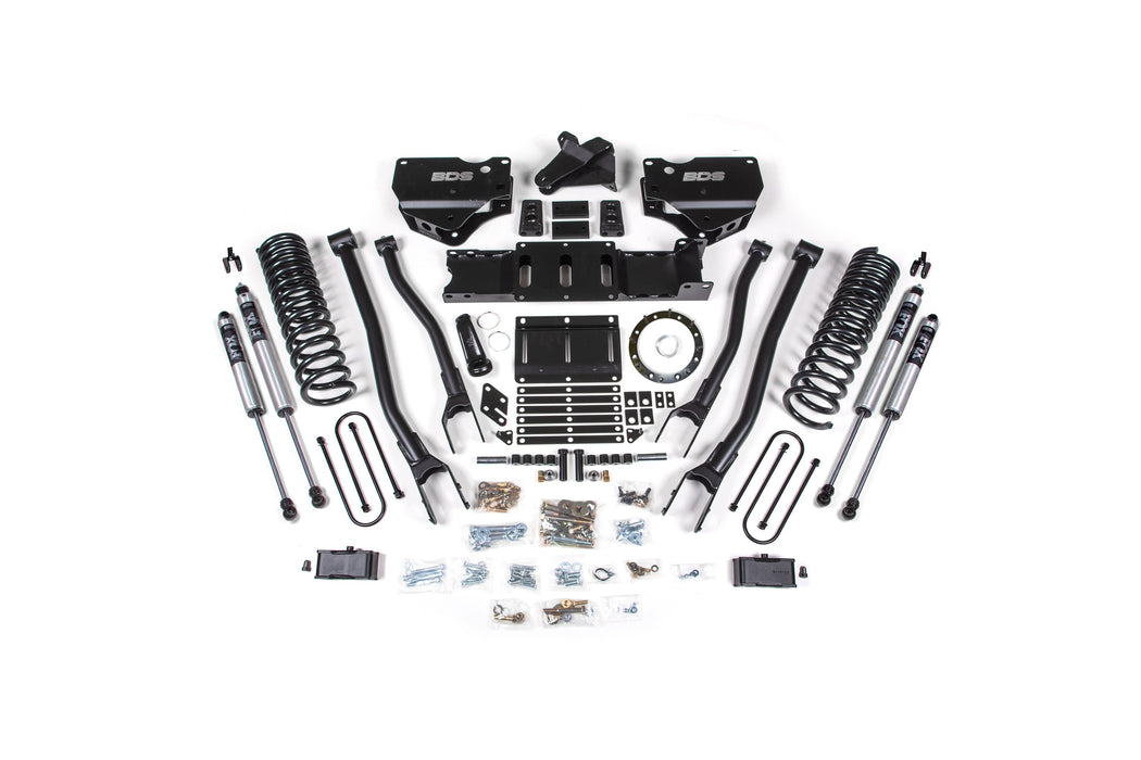 BDS 19-24 Ram 3500 4" 4-Link Suspension Lift, 2" Rear, Block, Diesel w/ overload, 8 bolt T-Case - Fox 2.5 Performance Elite Series R/r DSC Front, Fox 2.5 Performance Elite Series P/b DSC Rear