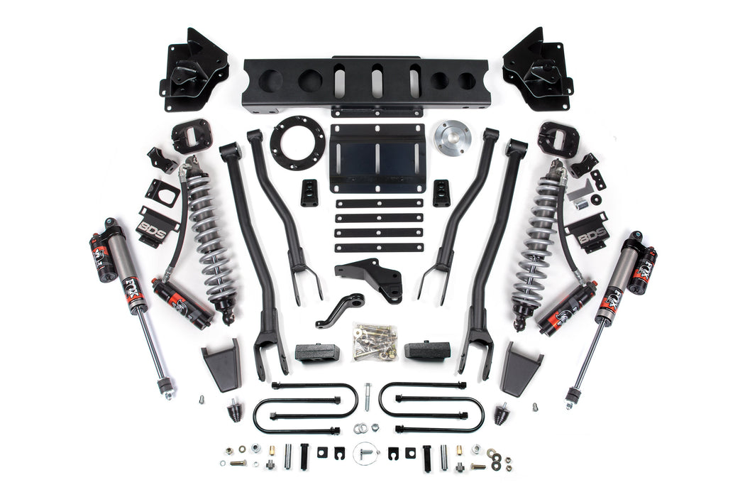 BDS 13-18 Ram 3500 4WD 4" 4-Link Suspension Lift Kit, 2" Rear, Block, 6 Bolt Diesel - Fox 2.5 Performance Elite Series C/O Front, Fox 2.5 Performance Elite Series Rear