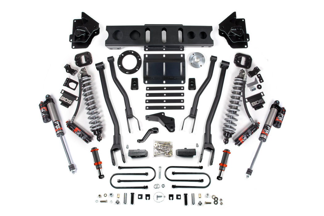 BDS 13-18 Ram 3500 4WD 4" 4-Link Suspension Lift Kit, 2" Rear, Block, 6 Bolt Diesel - Fox 2.5 Performance Elite Series C/O Front, FOX 2.0 Front Bump, Fox 2.5 Performance Elite Series Rear