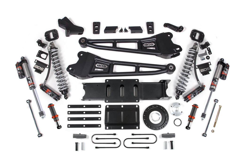 BDS 13-18 Ram 3500 4WD 4" Radius Arm Suspension Lift Kit, 2" Rear, Block, 6 Bolt Diesel - Fox 2.5 Performance Elite Series C/O Front, FOX 2.0 Front Bump, Fox 2.5 Performance Elite Series Rear