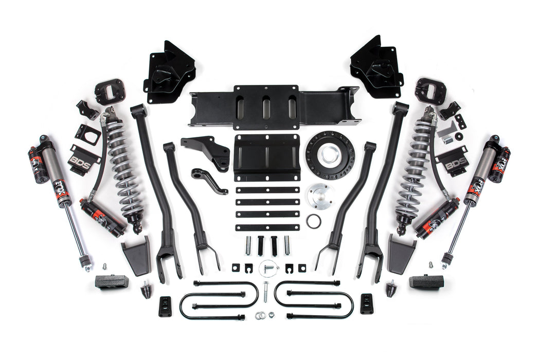 BDS 13-18 Ram 3500 4WD 4" 4-Link Suspension Lift Kit, 2" Rear, Block, 8 Bolt Diesel - Fox 2.5 Performance Elite Series C/O Front, Fox 2.5 Performance Elite Series Rear