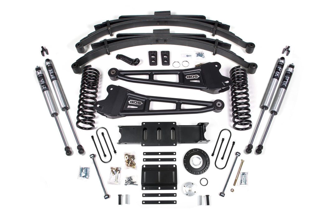 BDS 13-18 Ram 3500 4WD (Diesel) 6" Radius Arm Suspension Lift Kit, 8-Bolt Indexing Ring, 4" Rear Lift, Block - Fox 2.5 Performance Elite Series