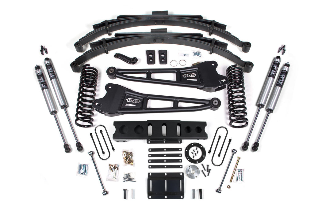 BDS 13-18 Ram 3500 4WD (Diesel) 6" Radius Arm Suspension Lift Kit, 8-Bolt Indexing Ring, 4.5" Rear Lift, Leaf Spring - Fox 2.5 Performance Elite Series