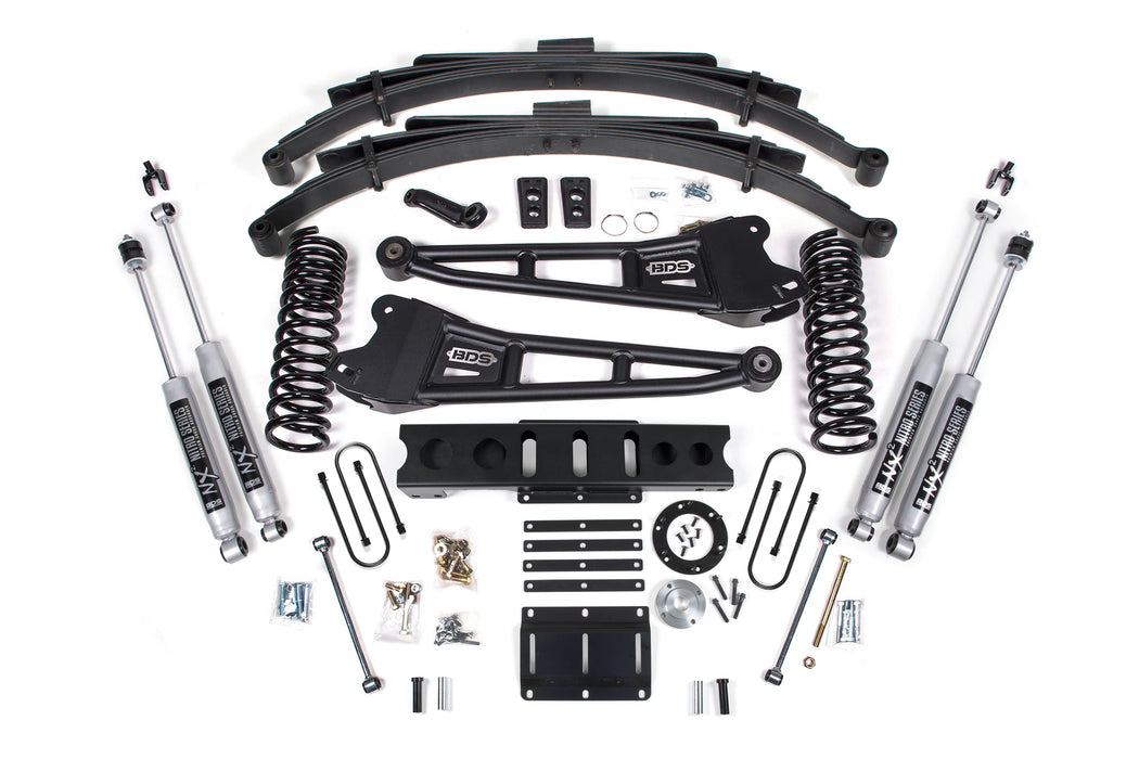 BDS 13-18 Ram 3500 4WD (Diesel) 6" Radius Arm Suspension Lift Kit, 8-Bolt Indexing Ring, 4.5" Rear Lift, Leaf Spring - Fox 2.0 IFP Performance Series