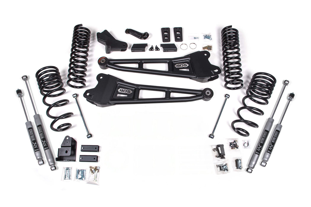 BDS 25-26 Ram 2500 4WD (Diesel) 4" Radius Arm Suspension Lift Kit, 2.5" Rear Lift, Coil Spring - Fox 2.5 Performance Elite Series