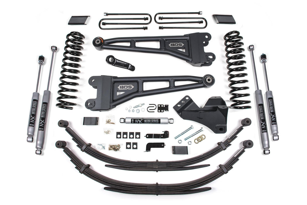 BDS 4" Lift Kit | w/ Radius Arm Ford F250/F350 Super Duty 17-19 4WD Diesel 5" Block 2 Leaf Main