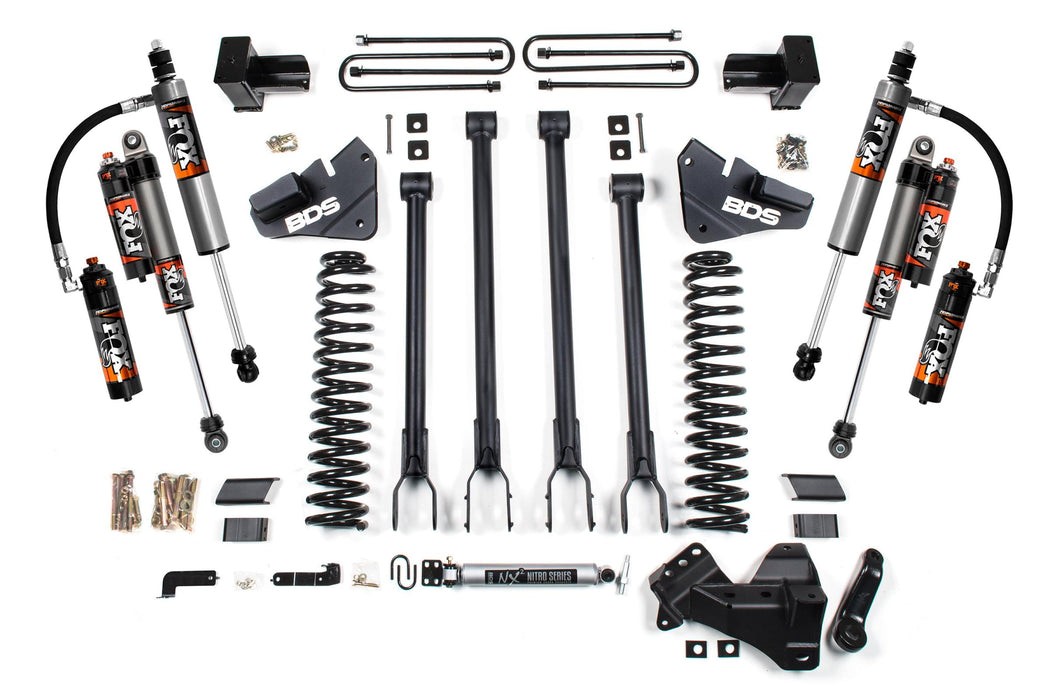 BDS 4" Lift Kit | 4-Link Conversion Ford F250 / F350 Super Duty 17-19 4WD Gas 5" Block 2 Leaf Main