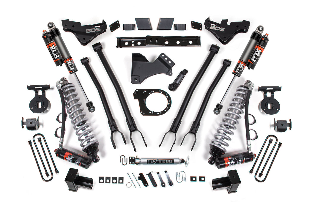 BDS 23-26 Ford F-250/F-350 Super Duty 4WD 7" 4-Link Suspension Lift Kit, 5" Rear, Block, Diesel - Fox 2.5 Performance Elite Series C/O Front, Fox 2.5 Performance Elite Series Rear