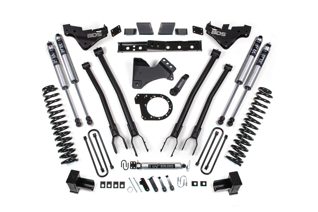 BDS 23-26 Ford F-250/F-350 Super Duty 4WD 7" 4-Link Suspension Lift Kit, 6" Rear, Leaf Spring, Diesel - Fox 2.0 Performance Series