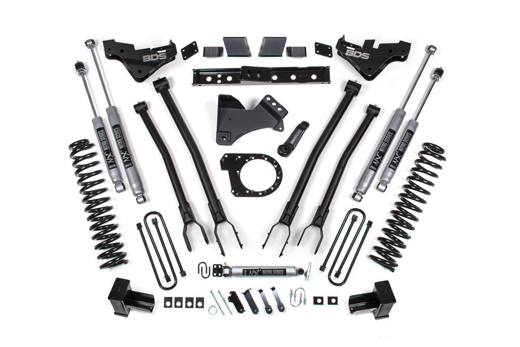 BDS 23-26 Ford F-350 Super Duty 4WD 7" 4-Link Suspension Lift Kit, 4" Rear, Block, Diesel, DRW - Fox 2.5 Performance Elite Series