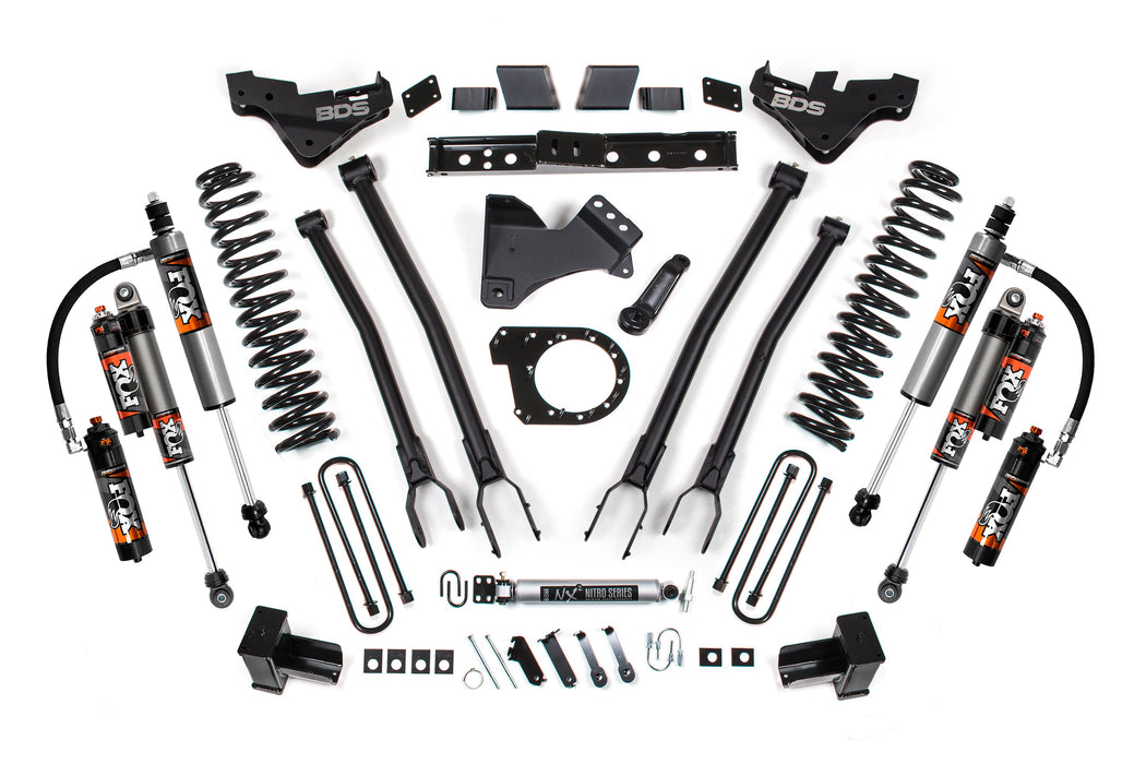 BDS 23-26 Ford F-350 Super Duty 4WD 7" 4-Link Suspension Lift Kit, 4" Rear, Block, Diesel, DRW - Fox 2.5 Performance Series HTO