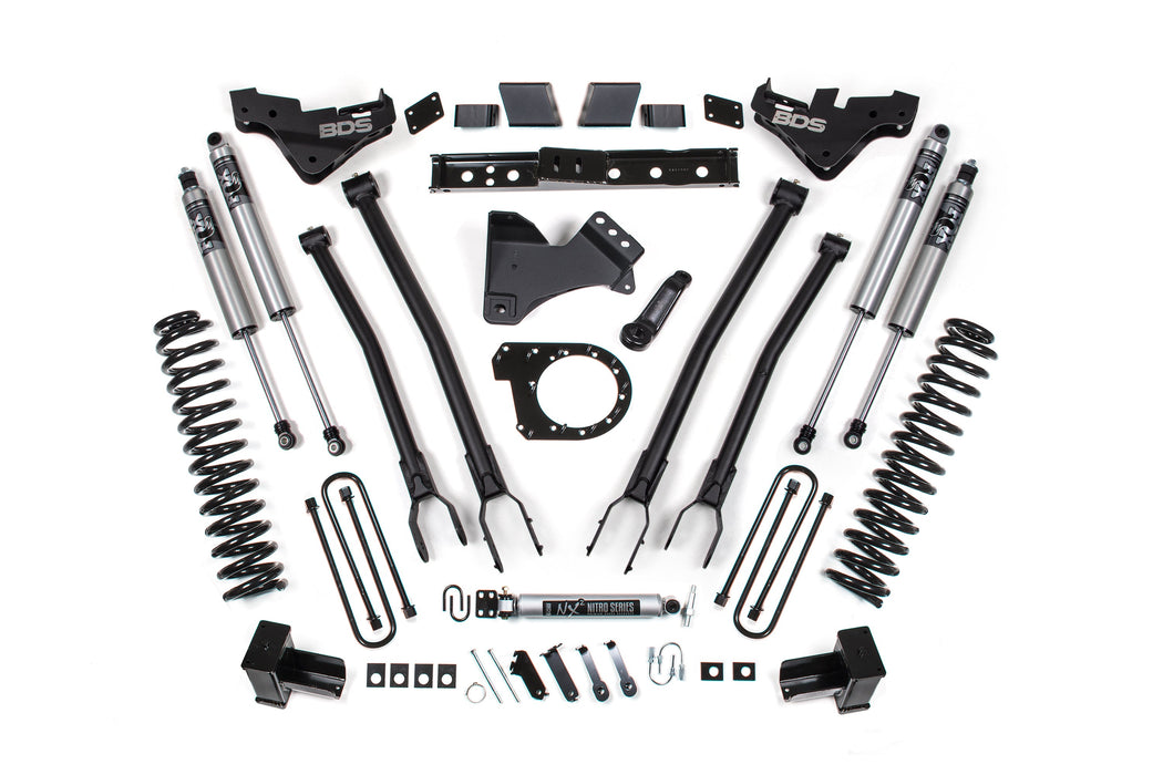 BDS 23-26 Ford F-350 Super Duty 4WD 7" 4-Link Suspension Lift Kit, 4" Rear, Block, Diesel, DRW - Fox 2.0 Performance Series