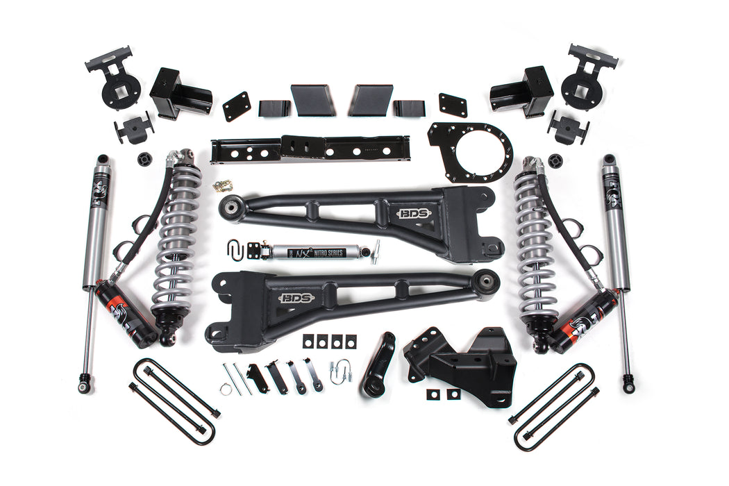 BDS 23-26 Ford F-250/F-350 SRW 4WD 7" Radius Arm Suspension Lift Kit, 4.5" Rear, Block, Diesel - Fox 2.5 Performance Elite Series C/O Front, Fox 2.5 IFP Performance Series Rear