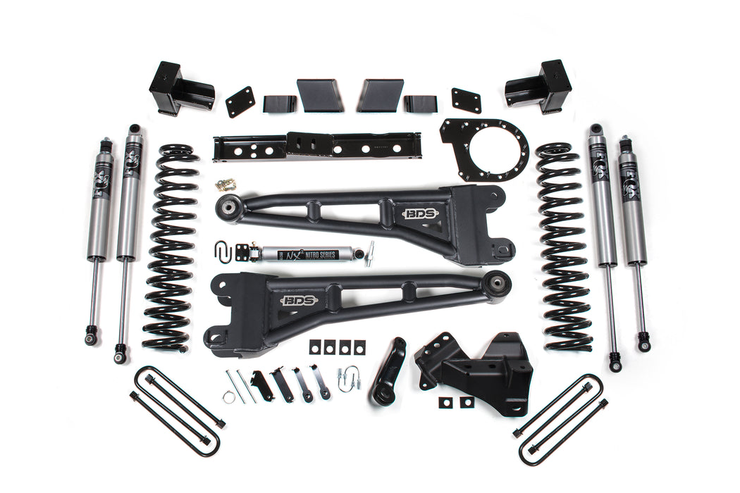BDS 23-26 Ford F-250/F-350 SRW 4WD 7" Radius Arm Suspension Lift Kit, 4.5" Rear, Block, Diesel - Fox 2.5 IFP Performance Series Shocks Front and Rear