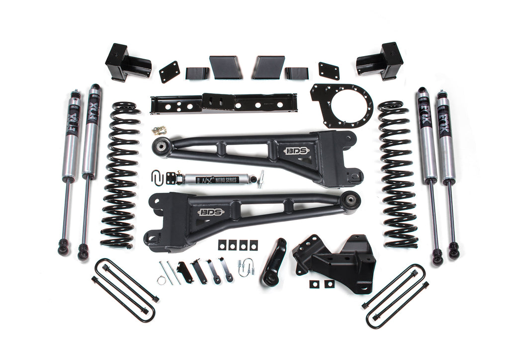 BDS 23-26 Ford F-250/F-350 SRW 4WD 7" Radius Arm Suspension Lift Kit, 6" Rear, Leaf Spring, Diesel - FOX 2.0 IFP Performance Series Shocks Front and Rear
